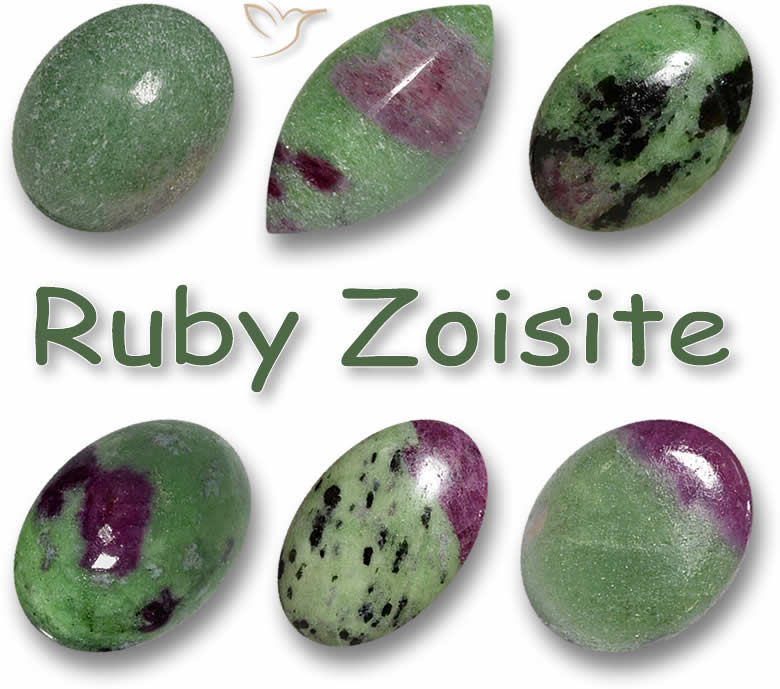 Piedras preciosas de zoisita de rubí verde