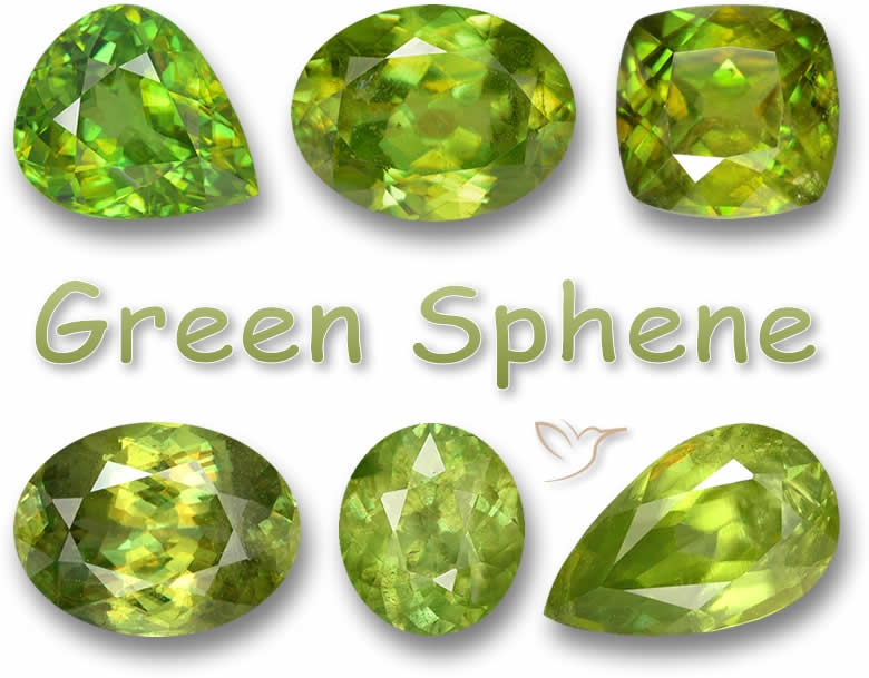 Piedras preciosas de esfena verde