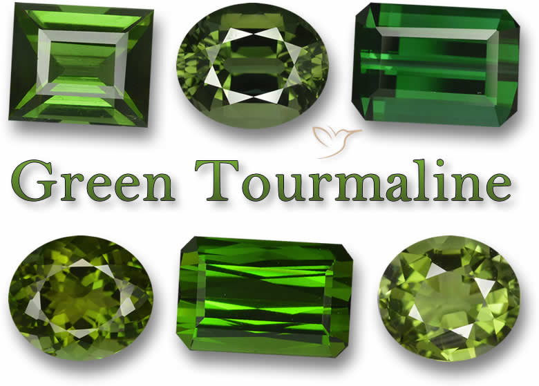 Piedras preciosas de turmalina verde
