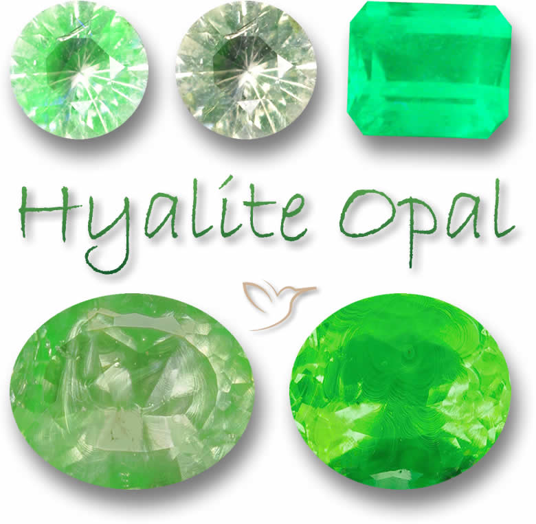 Piedras preciosas de ópalo hialita