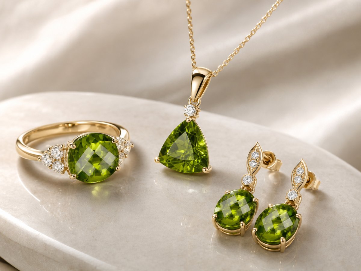 Gemas de idocrasa mostradas en joyería