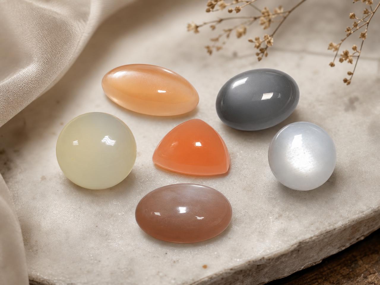 Gemas sueltas de piedra lunar para joyería de piedra natal de junio