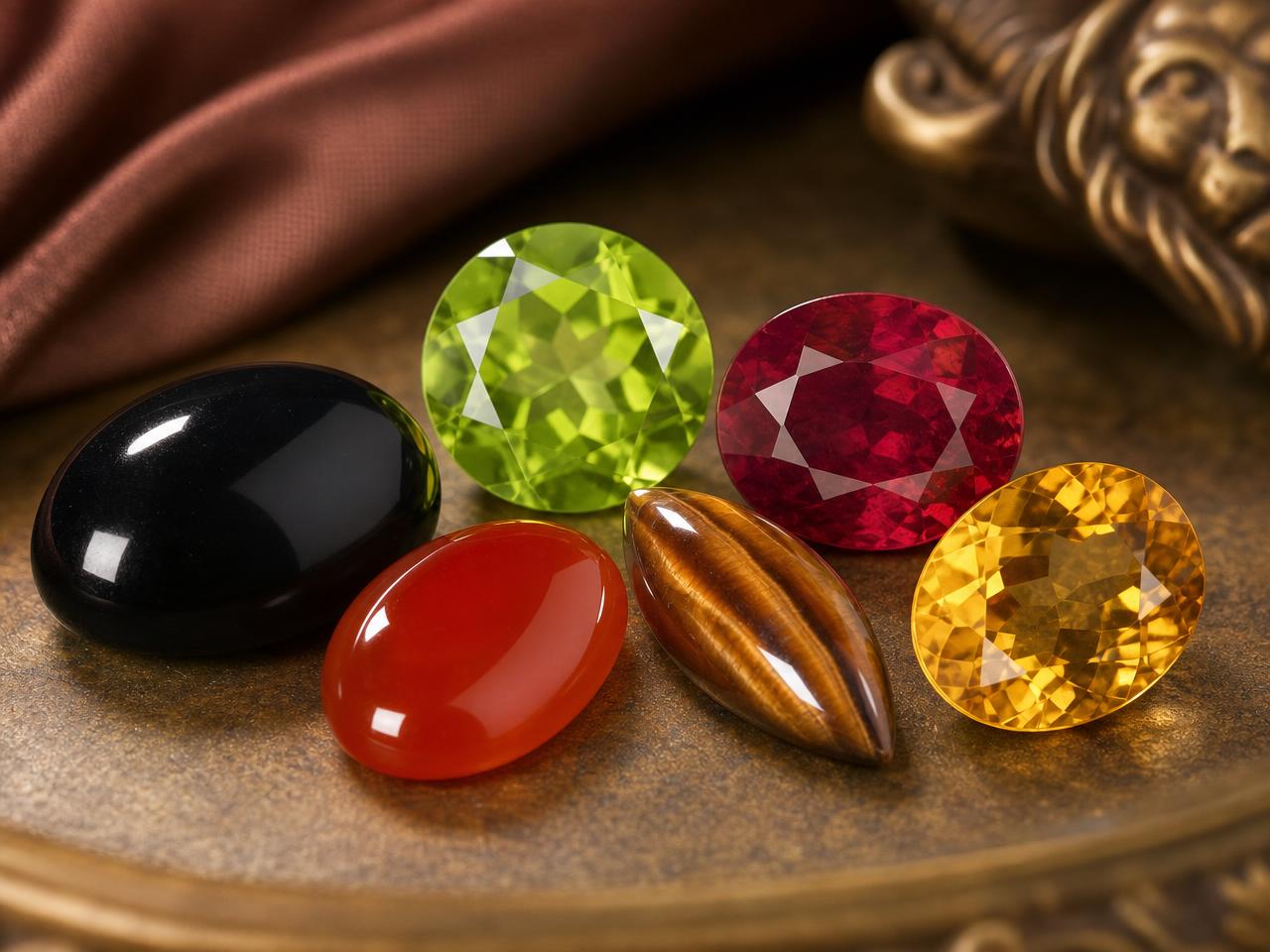 Piedras preciosas sueltas asociadas con el signo zodiacal Leo.