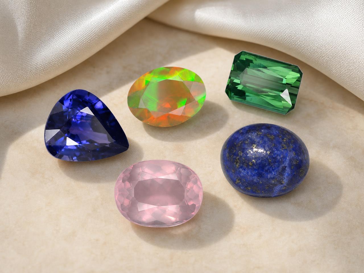 Piedras preciosas naturales sueltas asociadas con el signo zodiacal de Libra.