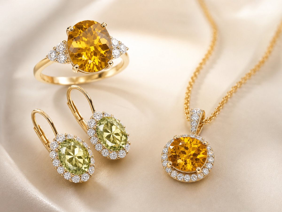 Gemas de granate de Mali mostradas en joyería
