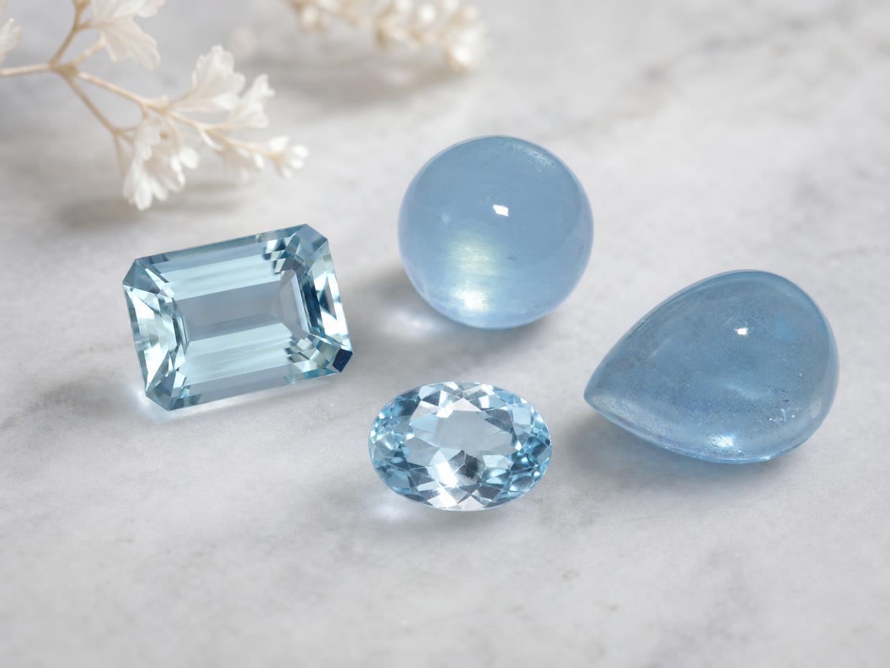 Gemas de aguamarina sueltas para joyería de piedra natal de marzo