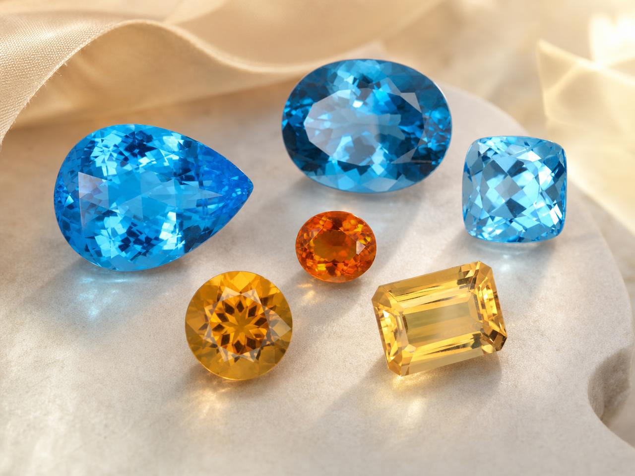 Gemas sueltas de topacio y citrino para joyería con piedras de nacimiento de noviembre.