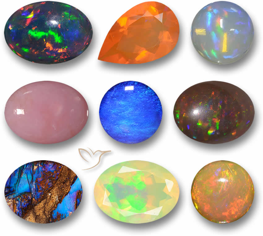 Piedras preciosas de ópalo para la fabricación de joyas y coleccionismo.