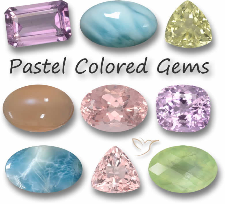 Selección de piedras preciosas de colores pastel
