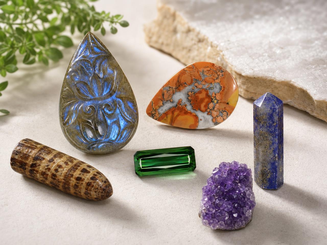 Piedras preciosas sueltas de colores para diseños de colgantes.