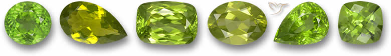 Piedras preciosas de peridoto
