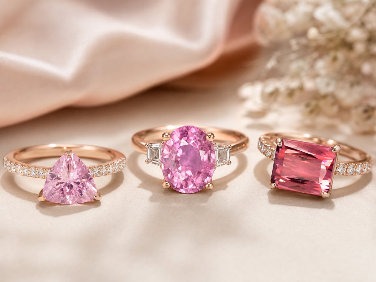 Gemas naturales mostradas en joyería