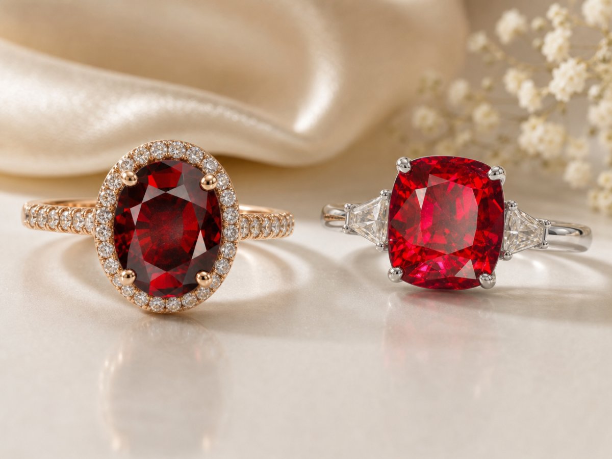 Gemas naturales mostradas en joyería