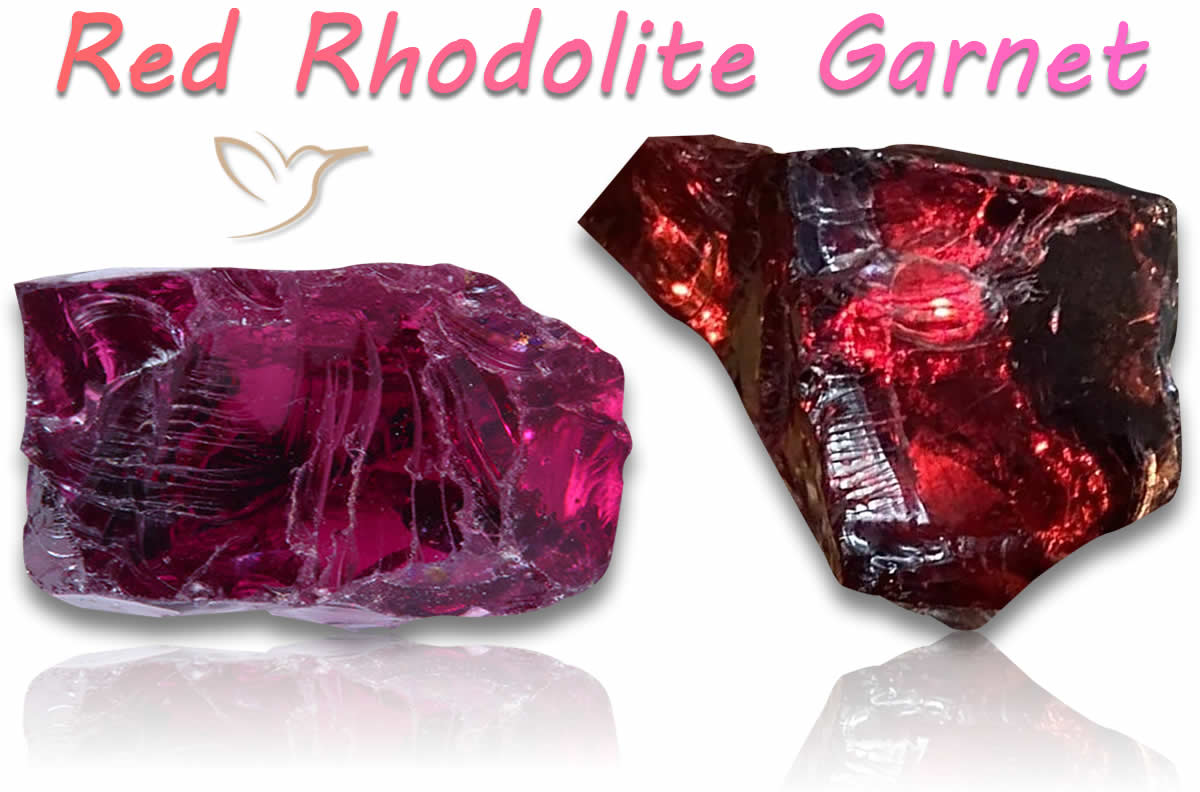 Piedras de granate rodolita roja en bruto