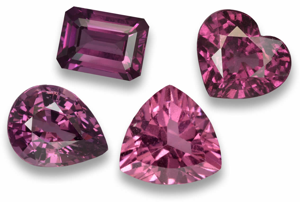 Piedras preciosas de granate rodolita