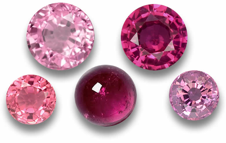 Piedras preciosas redondas sueltas de color rosa para la fabricación de joyas.