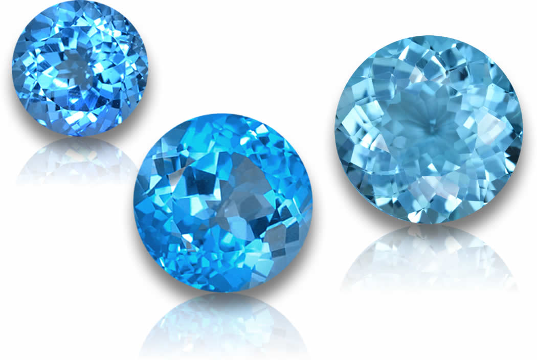Topacio azul suizo redondo - Piedras preciosas sueltas certificadas de GemSelect