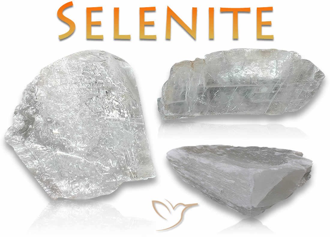 Piedras preciosas naturales de selenita en bruto
