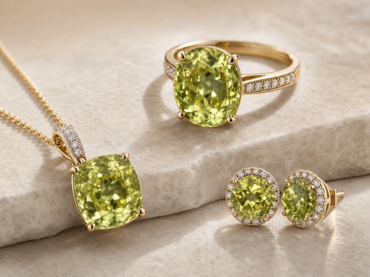 Gemas de sillimanita mostradas en joyería