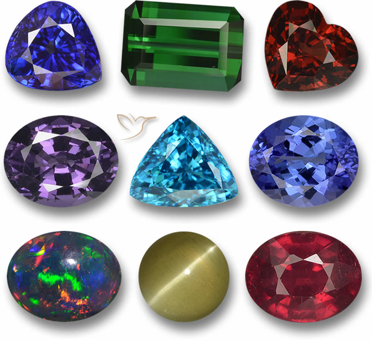 Gemas naturales sueltas, ideales para joyería con una sola piedra central.