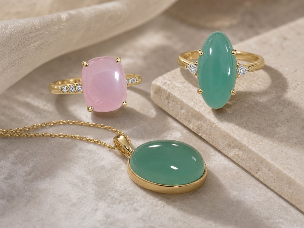 Gemas de smithsonita mostradas en joyería