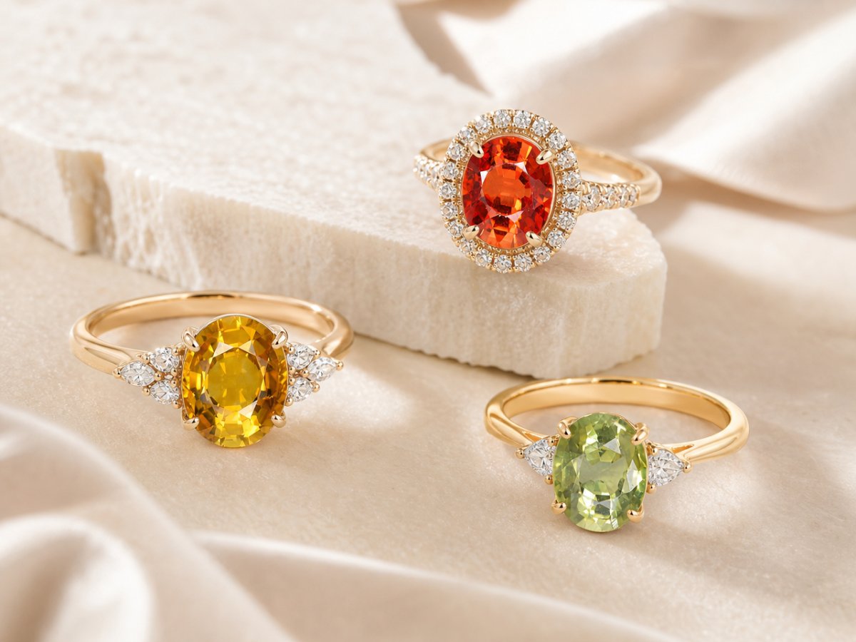 Gemas de zafiro Songea mostradas en joyería