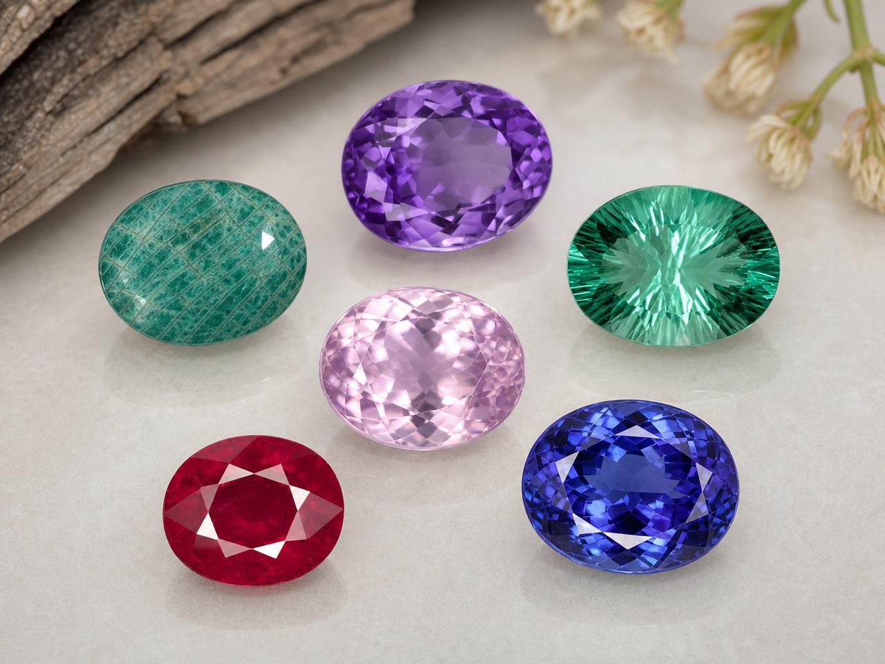 Gemas ovaladas sueltas de 7x5 mm en colores surtidos.