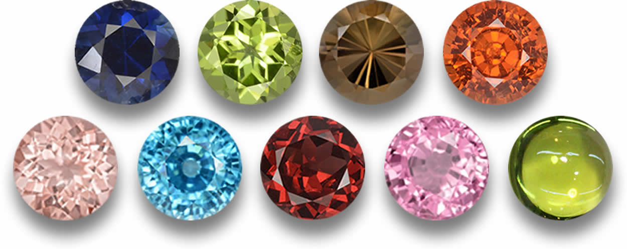 Selección de gemas sueltas redondas de 7 mm