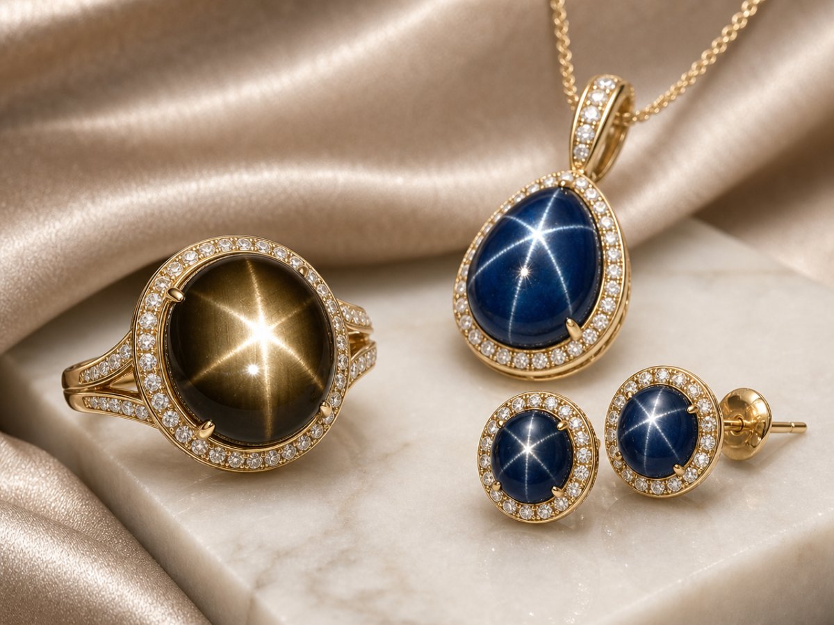 Gemas naturales mostradas en joyería