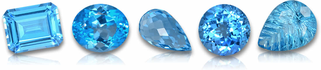 Piedras preciosas de topacio azul suizo