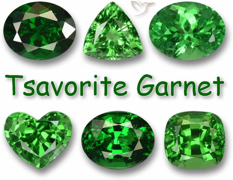 Piedras preciosas de granate tsavorita verde