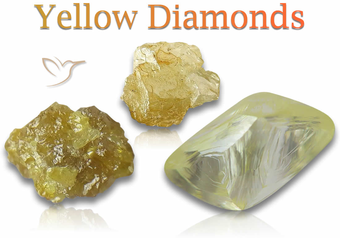 Piedras de diamante amarillo en bruto