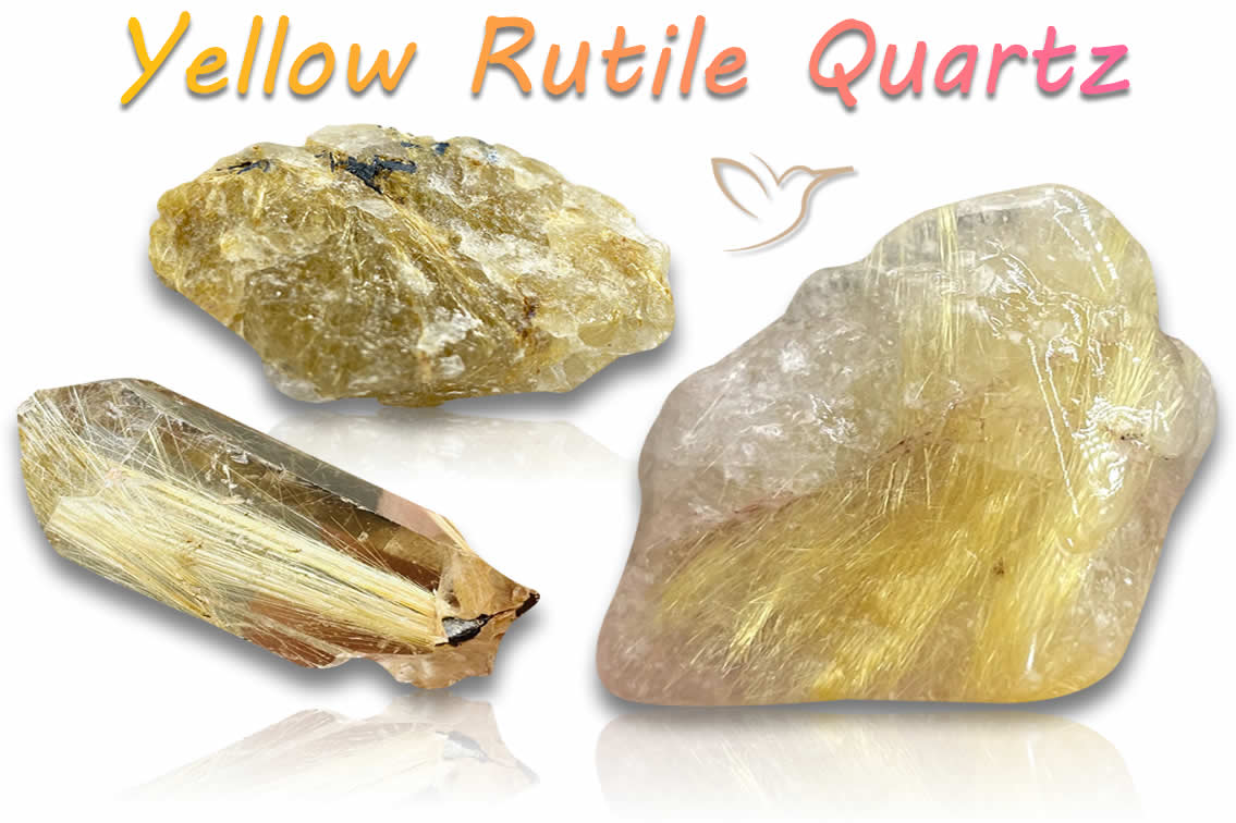 Piedras de cuarzo rutilo amarillo en bruto