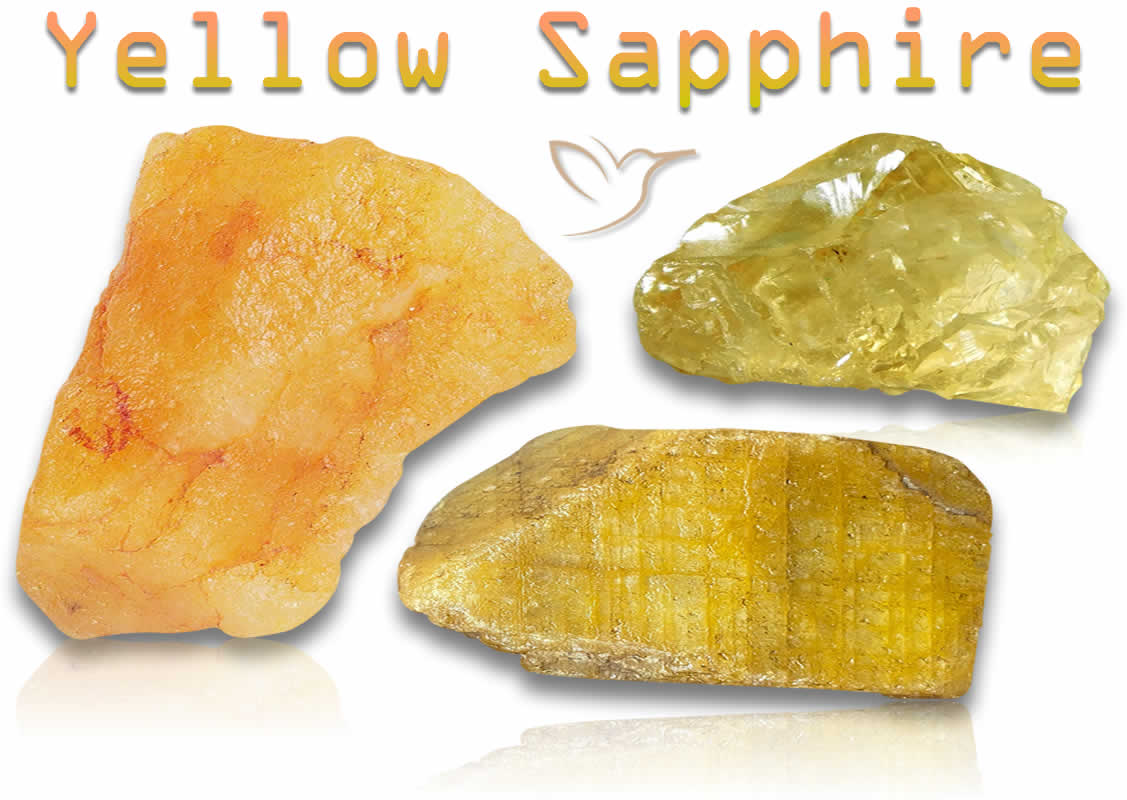 Piedras de zafiro amarillo en bruto