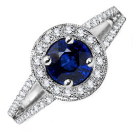 Anillo de diamantes y zafiro