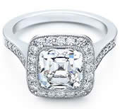 Anillo de diamantes de talla cojín de Tiffany