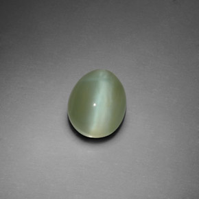 Actinolite cat's eye verde natural de 3,02 ct, corte óvalo, transparente