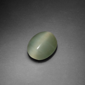Actinolite cat's eye verde natural de 2,37 ct, corte óvalo, transparente