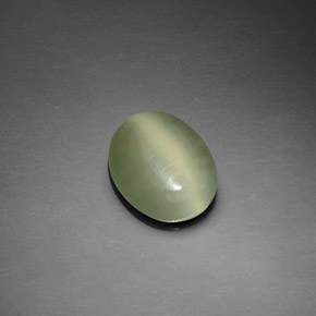 Actinolite cat's eye verde natural de 2,20 ct, corte óvalo, transparente