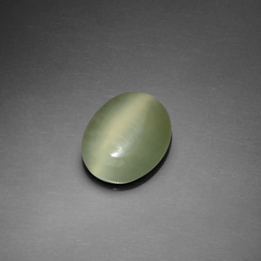Actinolite cat's eye verde natural de 2,20 ct, corte óvalo, transparente