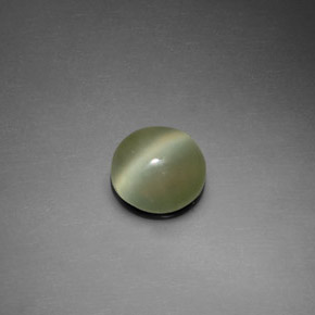 Actinolite cat's eye verde natural de 1,39 ct, corte redondo, transparente