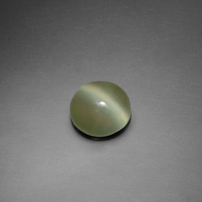Actinolite cat's eye verde natural de 1,39 ct, corte redondo, transparente
