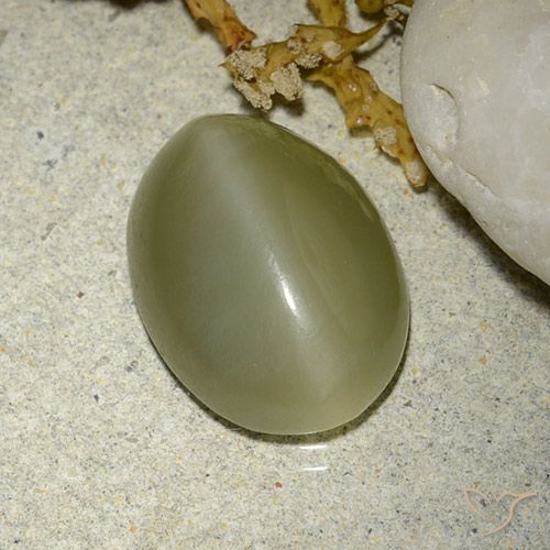 5.88ct Natural Verde amarillento Ojo de Gato Actinolita, Ovalada, Translúcido
