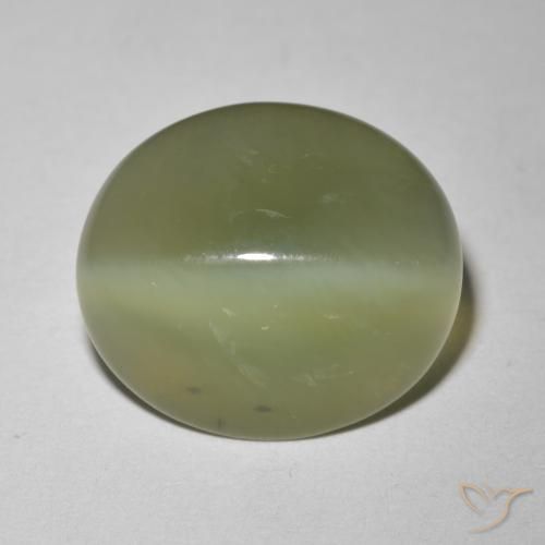6.09ct Natural Verde militar Ojo de Gato Actinolita, Ovalada, Translúcido