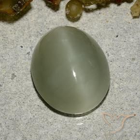 Ojo de Gato Actinolita Verde marrón natural de 5.33 ct, Ovalada, Translúcido
