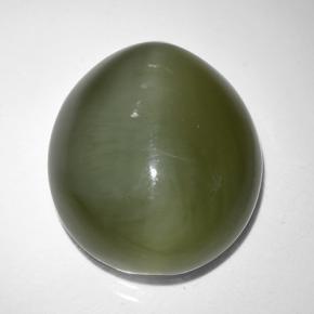 Actinolite cat's eye verde natural de 9,44 ct, corte óvalo, translúcido