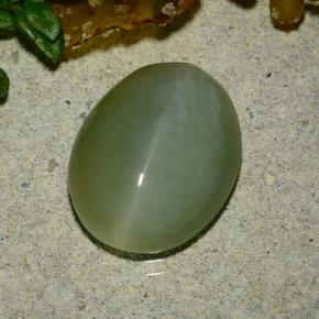 Actinolite cat's eye verde natural de 4,86 ct, corte óvalo, translúcido