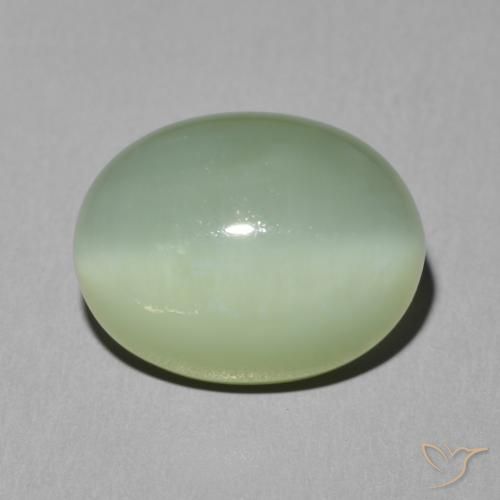 6.08ct Natural Verde amarillo claro Ojo de Gato Actinolita, Ovalada, Translúcido