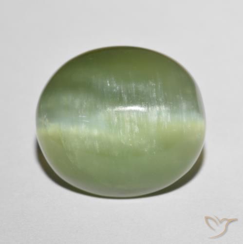 8.75ct Natural Verde terroso pálido Ojo de Gato Actinolita, Ovalada, Translúcido