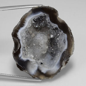 Geoda de ágata multicolor natural de 65,22 ct, forma elegante, opaco